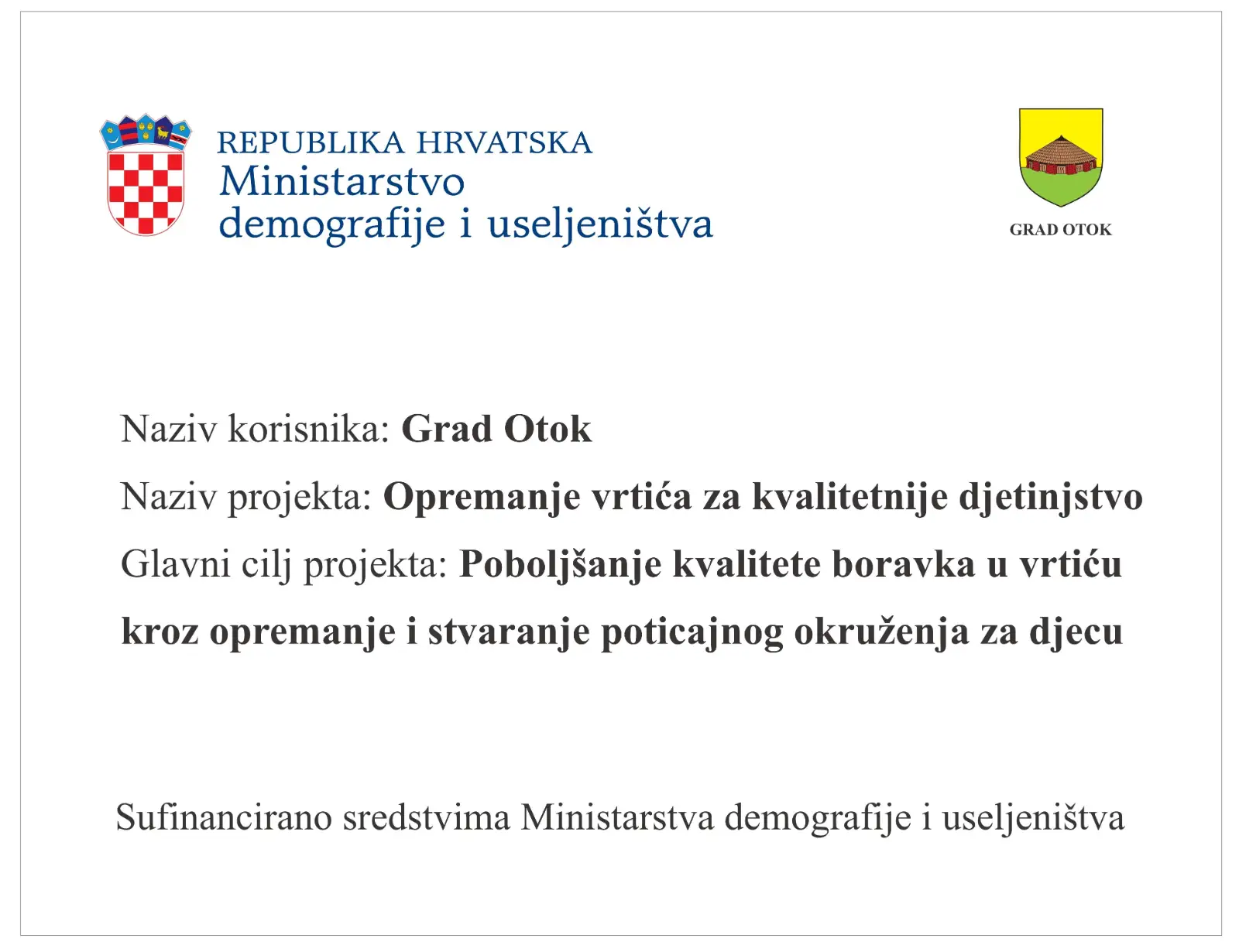 Opremanje vrtića za kvalitetnije djetinjstvo